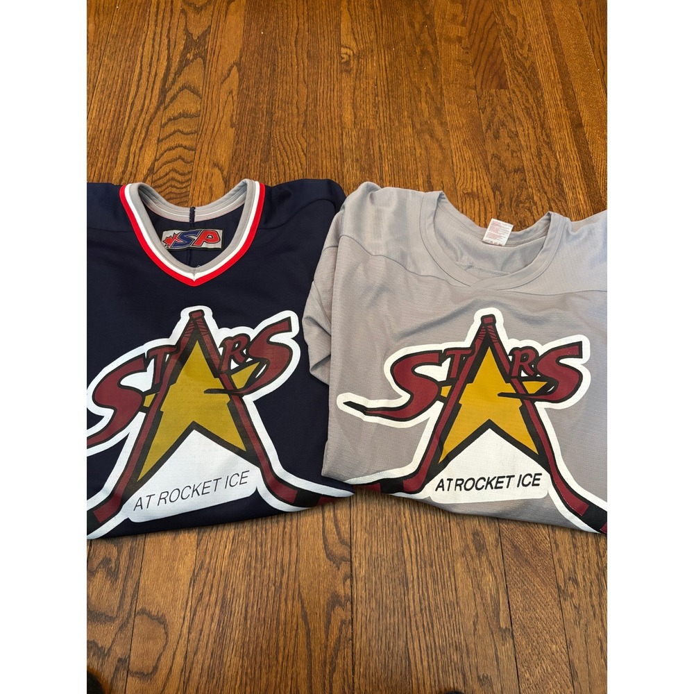 Lot of 2 SP Hockey Jerseys Stars at Rocket Ice Navy Grey Mens Size XL